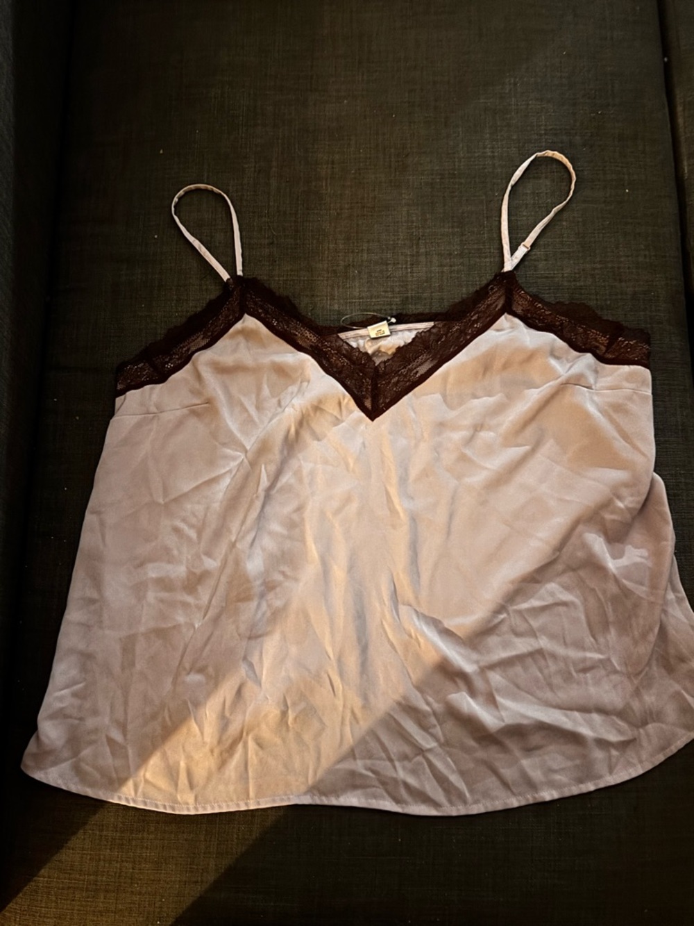 Old Navy Lavender Slip Camisole with Brown Lace Trim